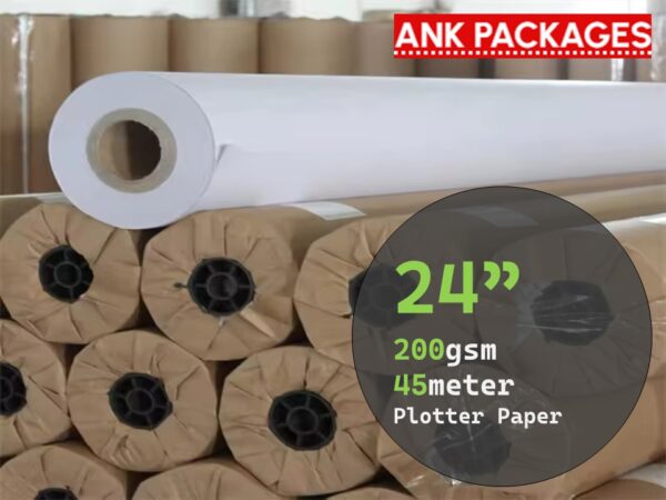 24-Inches Uncoated Plotter Paper Rolls 200 gsm 45 meter