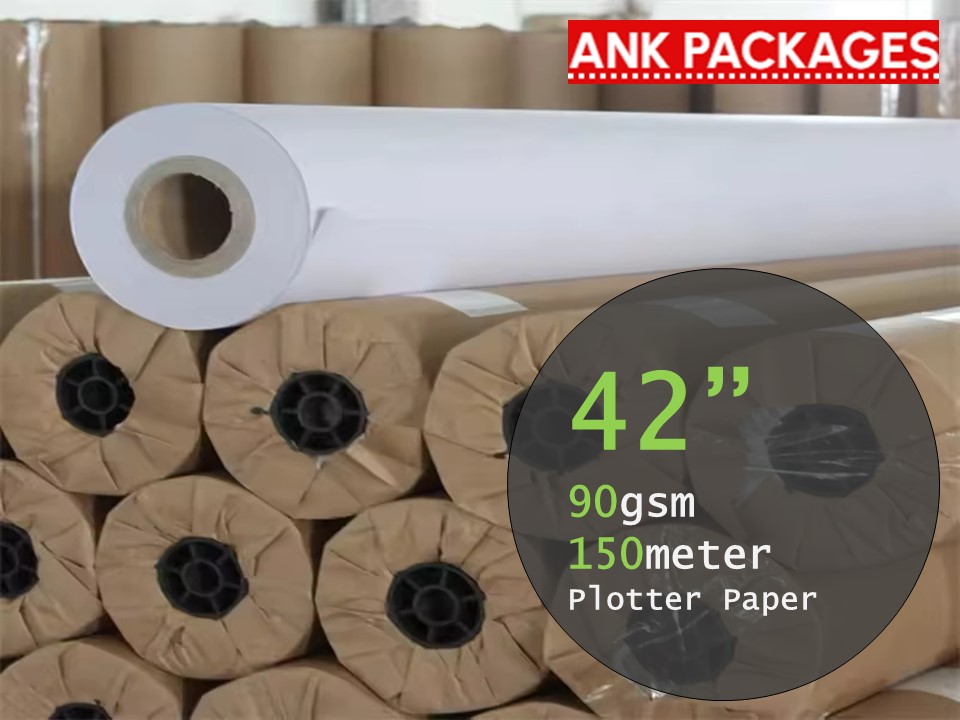 42-Inches Uncoated Plotter Paper Rolls 90 gsm 150meter